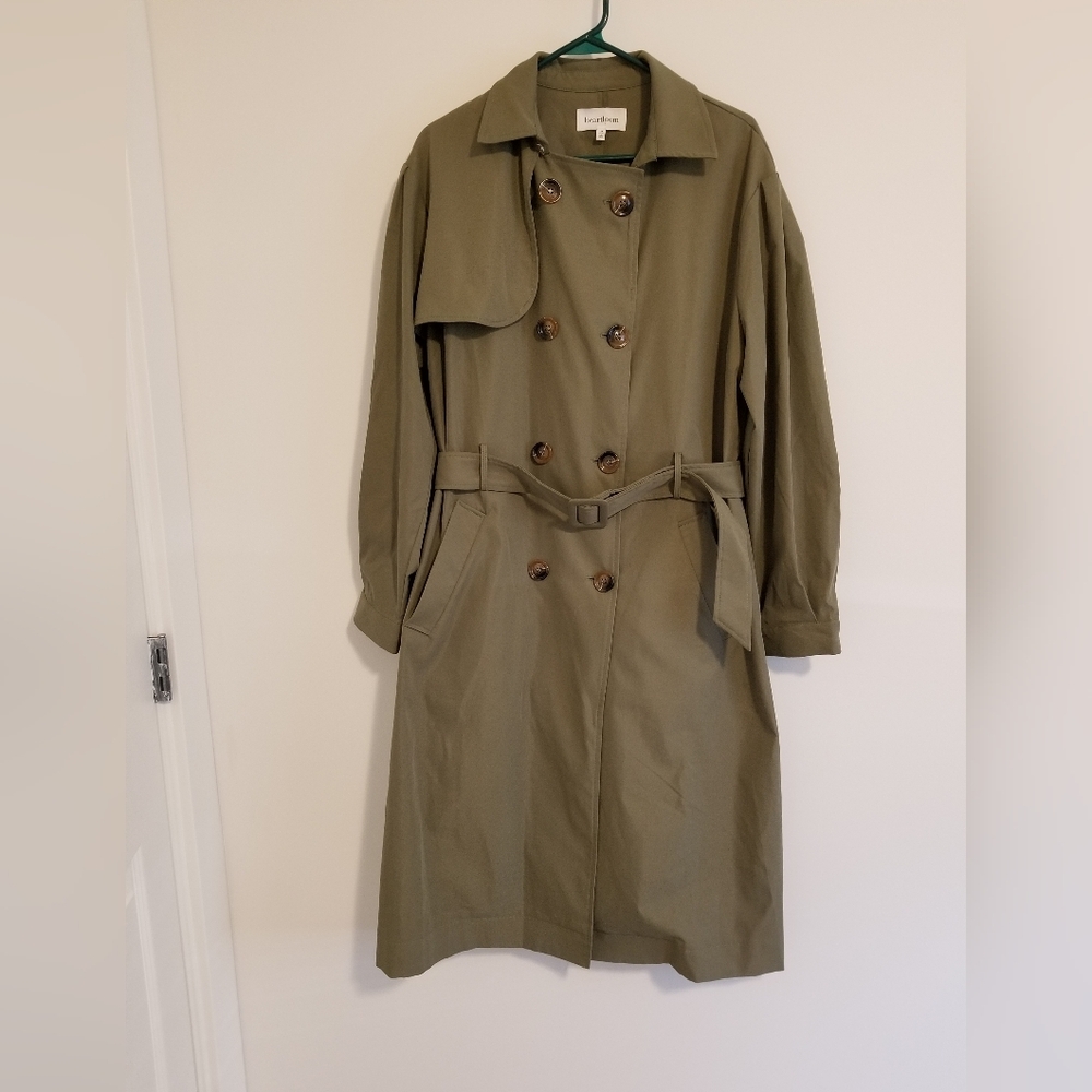 Heartloom Women's Size M Green Double Breasted Trenchcoat